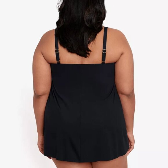 LAUREN RALPH LAUREN Bathing Suit Black Plus Size Flyaway One-Piece Swimsuit 16W - Picture 6 of 16